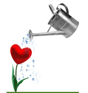 Heart and watering can. All elements and textures are individual objects. Vector illustration scale to any size.